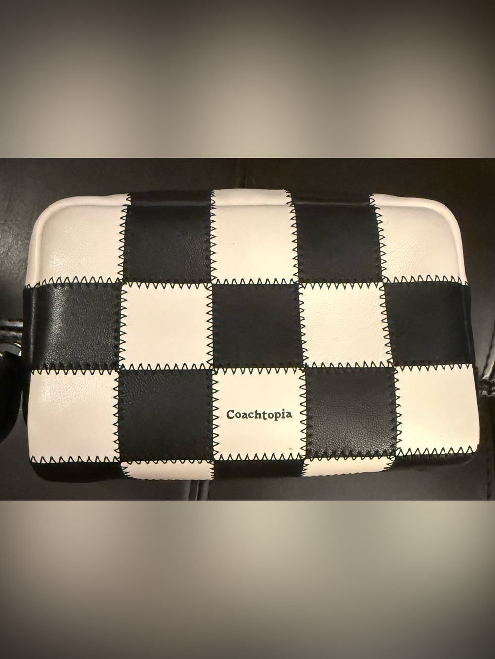 Authentic Coach Black & White Checkered Cosmetic Pouch